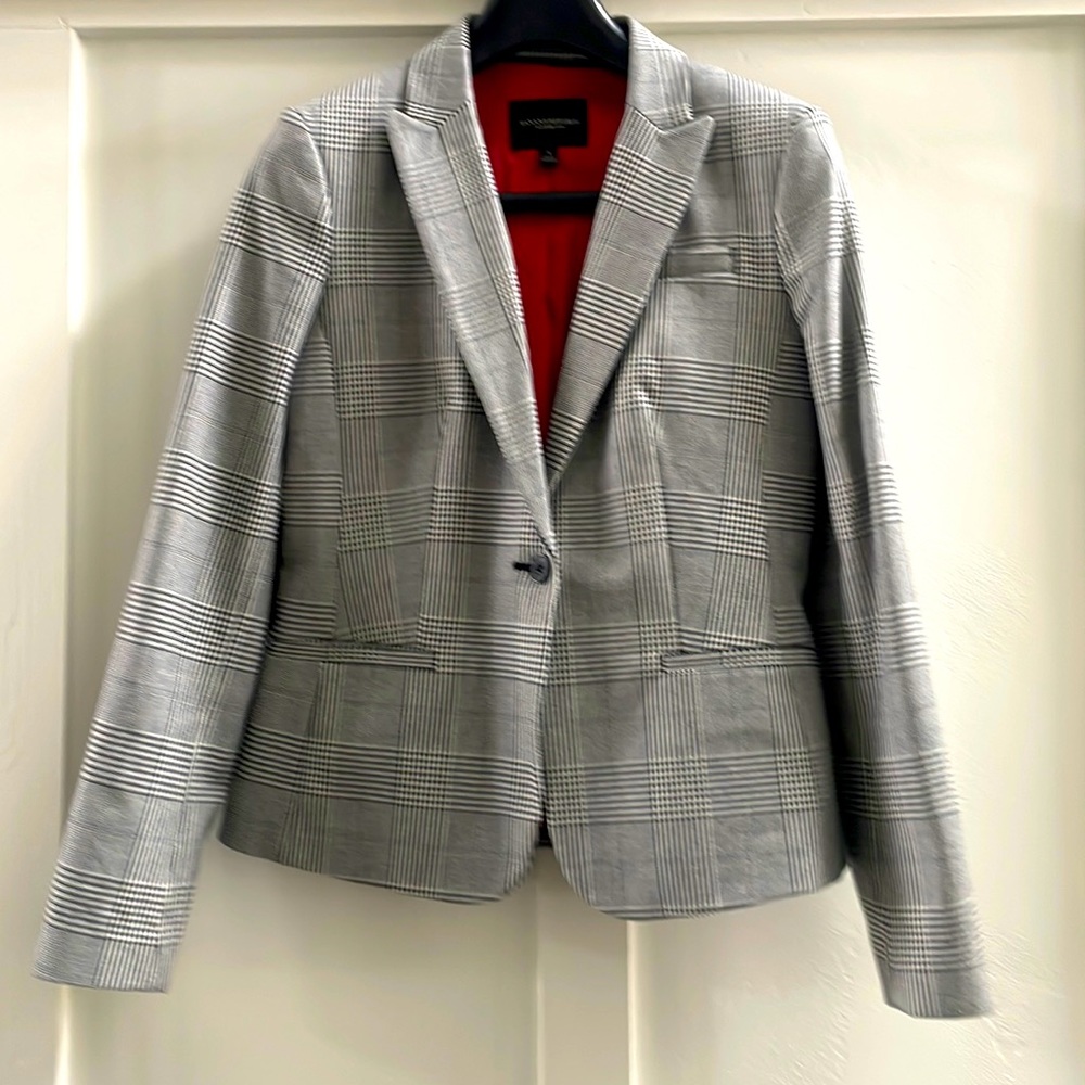 NEW Banana Republic blazer, black and white checkered, red lining, size 4